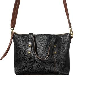 Fossil Black and Brown Leather Adjustable Crossbody Purse